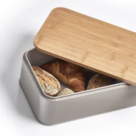 Zeller  Brotkasten mit Bamboo Deckel 31 cm matt taupe