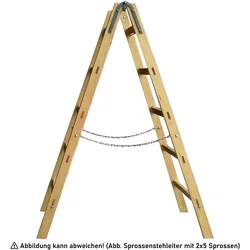 Holz Sprossenstehleiter mit Eimerhaken 2x10 Sprossen