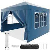 Devoko Pavillon 3x3 Wasserdicht Stabil Winterfest | Faltpavillon mit 4 Seitenteilen | Pop up Faltbar Partyzelt UV Schutz 50+ | Höhenverstellbar | Metall-Verstrebungen für Camping(Blau)