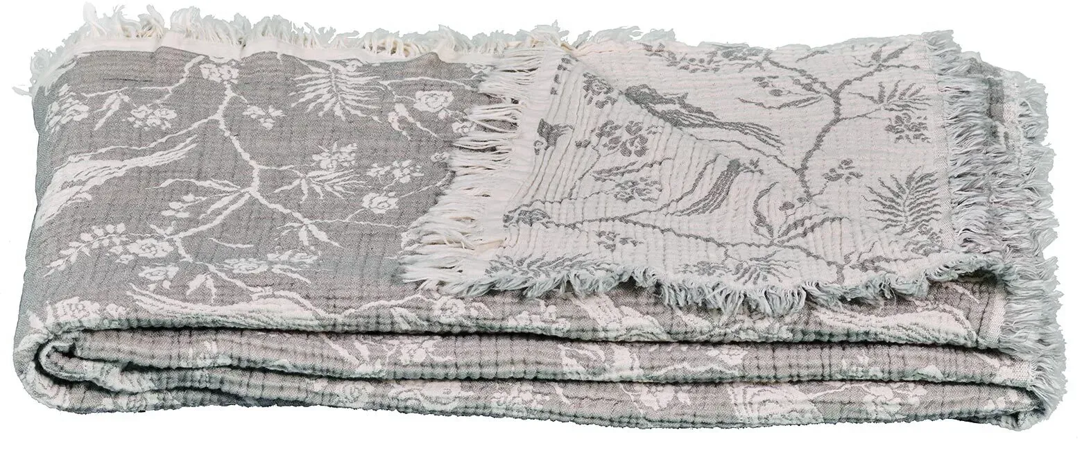 Star Home Plaid Musselin Fauna anthrazit 140x200 cm - grau