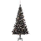 vidaXL Künstlicher Weihnachtsbaum Beleuchtung & Kugeln Schwarz 210 cm