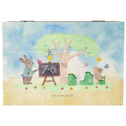 Mr. & Mrs. Panda Dekokiste Hasenschule – Weiß – Geschenk, Ostergeschenke, Schatzkiste, Aufbewahr (1 St) weiß Ø 0 cm x 22 cm x 12 cm