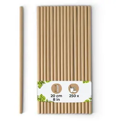BIOZOYG 250 Stück Trinkhalm Papiertrinkhalme 20cm,  Ø6mm, braun, Strohhalme, umweltfreundliche Trinkhalme - Ökologische Alternative zu Plastik