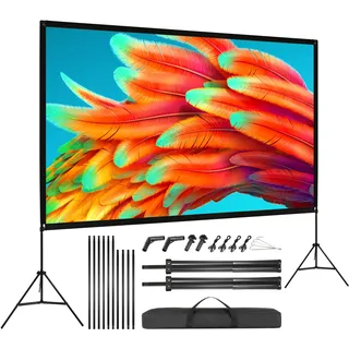 VISULAPEX 100" Leinwand Beamer HD 4K Stativleinwand, 160 Grad Betrachtungswinkel Beamer Leinwand mit Stativ Tragbare für Heimkino, Tagungsraum Hochzeiten