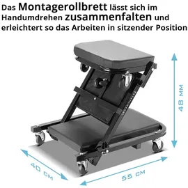 STAHLWERK Werkstatthocker Kunstleder schwarz 2 in 1 bis 150 kg Tragfähigkeit