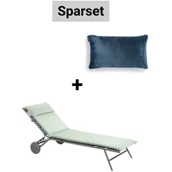 Sparset Outdoor Sonnenliege BAYANNE Jade / Gestell Titane + Kissen