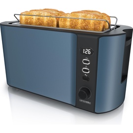 Arendo 4-Scheiben-Toaster mit Restzeitanzeige, Langschlitz-Toaster, Auftaufunktion, 6 Stufen, Blau