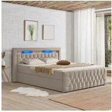 Juskys Boxspringbett Leona - Samt & Beige