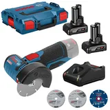 Bosch GWS 12V-76 inkl. 2 x 4,0 Ah + Ladegerät in L-Boxx