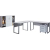 Büro-Set Tabor Office 2, (Set, 6 tlg.), grau/weiß hochglanz) / weiß, Schreibtisch, Rollcontainer...