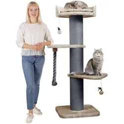 Premium Kratzbaum Grosse Katzen Stabil 'Freddy' – 150 cm Großer Katzenbaum   Cappuccino