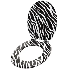 Sanilo WC Sitz mit Absenkautomatik Zebra Look, Hochwertiger und Stabiler Toilettendeckel aus Holz