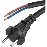 EMOS S03330 Netzkabel, H05RR-F, 2x 1,5mm2, Länge 3m, Gummi, schwarz