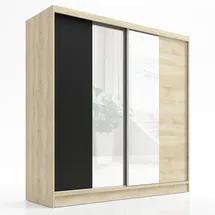 A&J MöbelLand Schwebetürenschrank SOLO 200 x 215 x 59,5 cm Schwarz