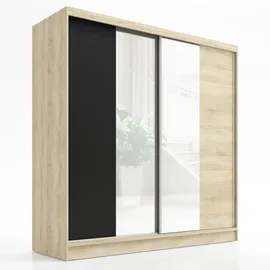 A&J MöbelLand Schwebetürenschrank SOLO 200 x 215 x 59,5 cm Schwarz