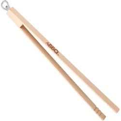 Grillzange Holz 48cm - Flaschenöffner integriert für einfaches Servieren auf Party & Buffet - Kochzange aus Holz und Stahl - Buche