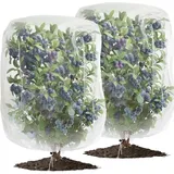 2er-Pack weißes Insekten- und Vogelschutznetz (1,5 x 1 m) mit Kordelzug, geeignet als Pflanzenschutznetz