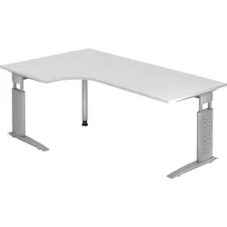 Hammerbacher Winkeltisch C-Fuß 200x120cm 90 Grad Weiß/Silber