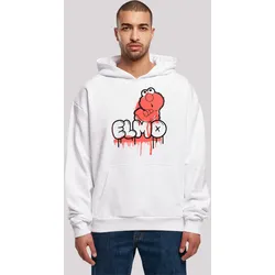 Kapuzenpullover F4NT4STIC "Sesamstraße Elmo Graffiti", Herren, Gr. 3XL, weiß, Obermaterial: 100% Baumwolle, casual, oversize, Langarm, Pullover, Premium Qualität