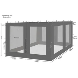 Quick Star Seitenteile für Rank Pavillon 3 x 4 m Anthrazit 4 Stück