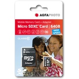 AgfaPhoto microSDXC Mobile High Speed 64GB Class 10 UHS-I + Adapter