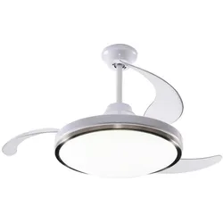 We - Leiser LED-Deckenventilator Ø53 x 30 cm – einziehbare Flügel, 6 Geschwindigkeiten, Fernbedienung und 3-Ton-dimmbares Licht