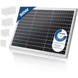 Solarpanel Monokristallin - 50 W, 18 V für 12 V Batterien, Photovoltaik, Ladekabel, Silizium - Solarzelle, Solaranlage für Wohnwagen, Camping, Balkon, Gartenhäuser, Solarmodul