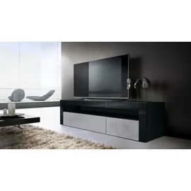 Vladon Valencia Lowboard 155 x 46 x 40 cm Schwarz matt/Hochglanz