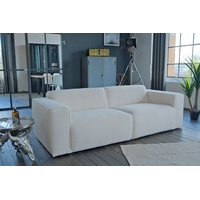 KAWOLA 3-Sitzer NELE, Sofa, Stoff od. Cord, mit od. ohne Hocker, versch. Farben weiß
