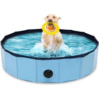 Daromigo Hundepool für Kleine Hunde 80x20cm Faltbar Hundepool Hundebadewanne HundePlanschbecken PVC Schwimmbad Verschleißfest Hunde Pool Blue