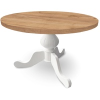 Runder Ausziehbarer Tisch für Esszimmer, CARO - Glamour/Modern Still, Durchmesser: 90 / 130 cm, Farbe: Eiche Wotan / Weiß
