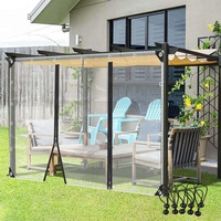 Seitenwände Plane mit Reißverschluss Wasserdicht Outdoor Vorhänge 0,35mm Dicke, Transparente PVC Plane mit Ösen für Pergola, Veranda, Pavillon POCHY (Color : Clear, Size : 3x2m)