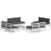 vidaXL Garten-Lounge-Set 9-tlg. weiß