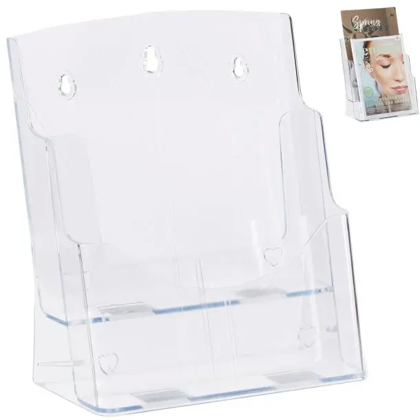 Relaxdays 4 x Prospekthalter A4 / DIN 2 Etagen Transparent