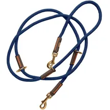 Hunter Verstellbare Führleine Malia, dunkelblau/Dunkelbraun, geschmeidiges Tau & Robustes Leder, 3-Fach verstellbar, leicht, strapazierfähig, moderner Look, Made in Germany, Größe: 8/200