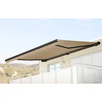 Mendler Elektrische Kassetten-Markise T122, Vollkassette Volant 4x3m Polyester Creme,