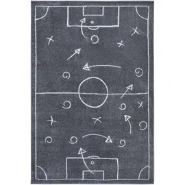 HANSE HOME Adventures Kinderteppich Fußball - Fußballfeld Teppich Junge Mädchen für Kinderzimmer, Spielzimmer, Jugendzimmer, Wohnzimmer - Dunkelgrau, 120x170cm