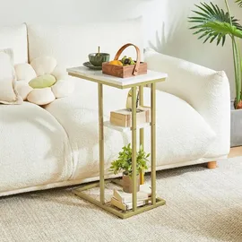 luxuskollektion Beistelltisch C-Form Industrie-Design 2er-Set Weiß Gold