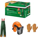 Forstschutzset KWF geprüfte Hose Latzhose Helm Handschuhe, Größe: 58