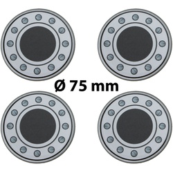 4 x Ø 75 mm Polymere Aufkleber / Schrauben-Optik / Nabenkappen, Felgendeckel