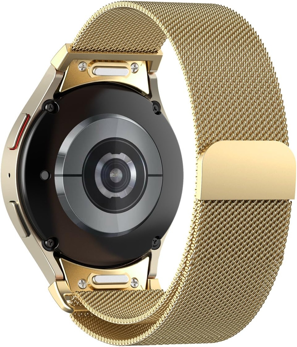 Edelstahl Armband für Samsung Galaxy Watch 6/5/4 40mm 44mm/Watch 5pro 45mm/Watch 4 Classic 42mm 46mm,Magnetische Loop Mesh Metall Armbänder für Galaxy Watch 6 Classic 43mm 47mm Milanese Armband,Gold