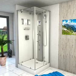 Dampfdusche Duschtempel Sauna Dusche Duschkabine D38-10R2-EC 90x90 cm mit 2K Scheiben Versiegelung