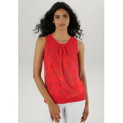 Blusentop ANISTON SELECTED, Damen, Gr. 36, rot (rot, koralle, bedruckt), Chiffon, Jersey, Obermaterial: 95% Viskose, 5% Elasthan. Einsatz: 100% Polyester, bedruckt, modisch, figurumspielend hüftbedeckend, Rundhals, ohne Ärmel, Blusen, im Verlaufsdruck, Topseller