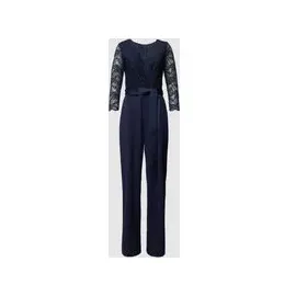 Swing Jumpsuit mit Spitzenbesatz, Marine, 36