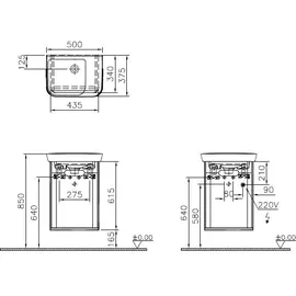 Vitra Sento Set 50 cm, Anthrazit Matt, Dekor, mit Handwaschbecken, Türanschlag rechts
