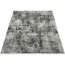 OCI DIE TEPPICHMARKE Teppich OCI DIE TEPPICHMARKE "BESTELLER CAVA", grau (dunkelgrau), B:300cm H:8mm L:400cm, Viskose, Teppiche, Teppich, Glanz Viskose, mit Fransen, Hoch Tief Struktur, Vintage, Wohnzimmer