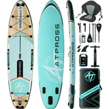Inflatable Paddle Board, (SUP) für Erwachsene mit 450 lbs Tragfähigkeit extra breiter Rutschfester und Stabiler Plattform,Kajak Sitz Premium Accessoires Rucksack,geeignet für Yoga,Angeln Blue