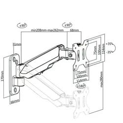 VALUE LCD-Arm, Wandmontage, 4 Gelenke, bis 8 kg, schwarz