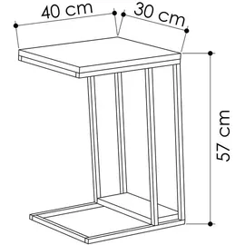 Decortie Beistelltisch Pal ca. 30x40x57 cm Eiche/Schwarz
