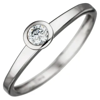 Schmuck Krone Goldring Solitär Ring aus 333 Weißgold & Zirkonia weiß, Gold 333 silberfarben Innenumfang 58mm ~ Ø18.5mm